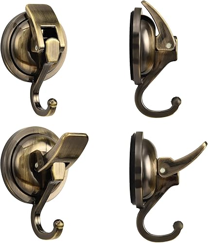 Miniatura 2 de Khdrvok Gancho para taza de corona, latón antiguo, chapado en latón antiguo, colgador de succión para ventana de vidrio, cocina, baño y baño,