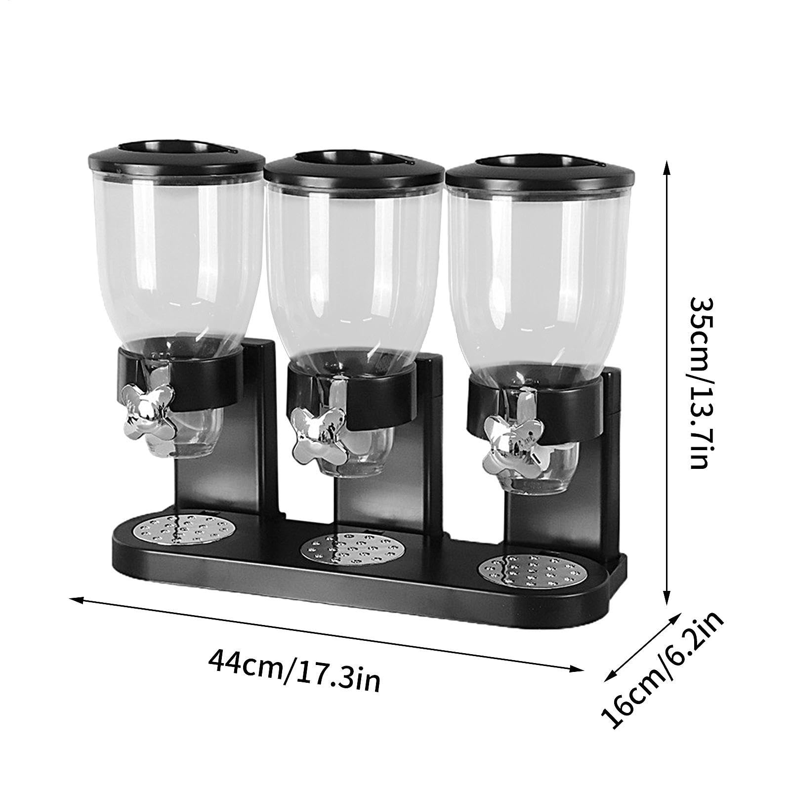 Dispensador de cereales triple | Dispensador de nueces y caramelos, elementos esenciales de cocina de 2 litros para arroz, cereales, nueces, aperitivos, avena, comida para mascotas