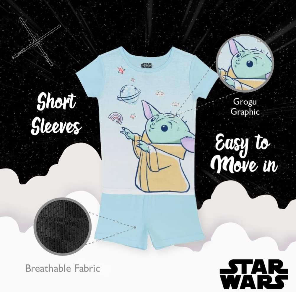 Star Wars Girls' 4-Piece Snug-Fit Cotton Pajama Set