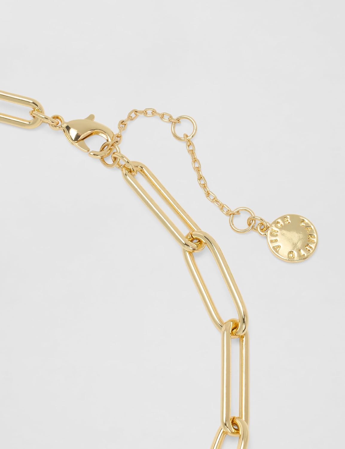 Vince Camuto Gold-Tone Paperclip Link Chain Necklace with Crystal Stone Pave Bar