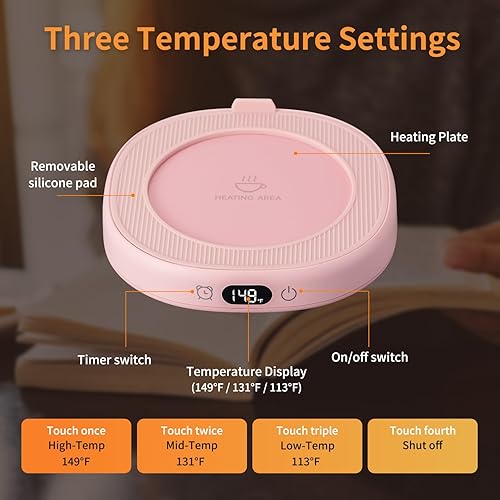 Miniatura 4 de Juego de calentador de tazas de café y no un día, calentador eléctrico para escritorio, oficina, hogar, calentador de bebidas con 2 ajustes de