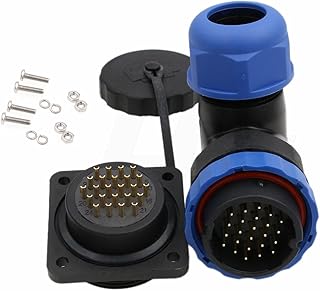 HangTon HE29 24 Pin 5A Power Waterproof Male Female Right Angle Connector, Cable Plug Panel Mount Socket Outdoor Marine Electrical Circular Solder Quick-Disconnect