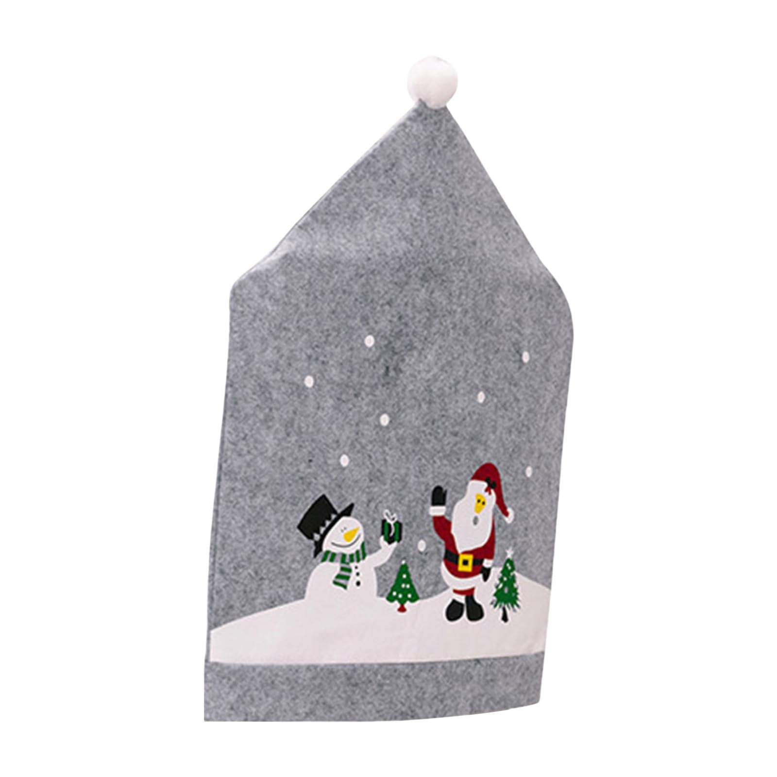 carotoe Chair Covers Gray Santa Hat Shape for Dining Room Chair Back Cover Slipcover for Christmas Holiday Festival Decoration Santa Slipcovers