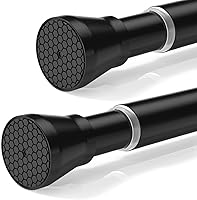 Vista 7 de Barras de tensión para ventanas de 28 a 48 pulgadas, barras de cortina negras, sin perforación, barra de cortina ajustable, barra de tensión