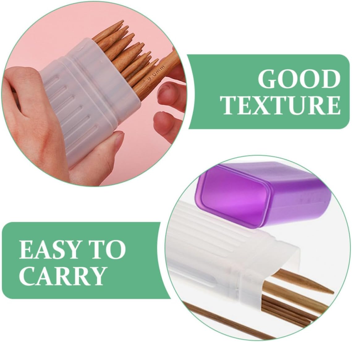 CALLARON 2pcs Needle Organizer Storage Tubes for Sweater Knitting and Hand Sewing Needles, Plastic Containers with Enough Capacity, Easy to Carry for Daily Life Use