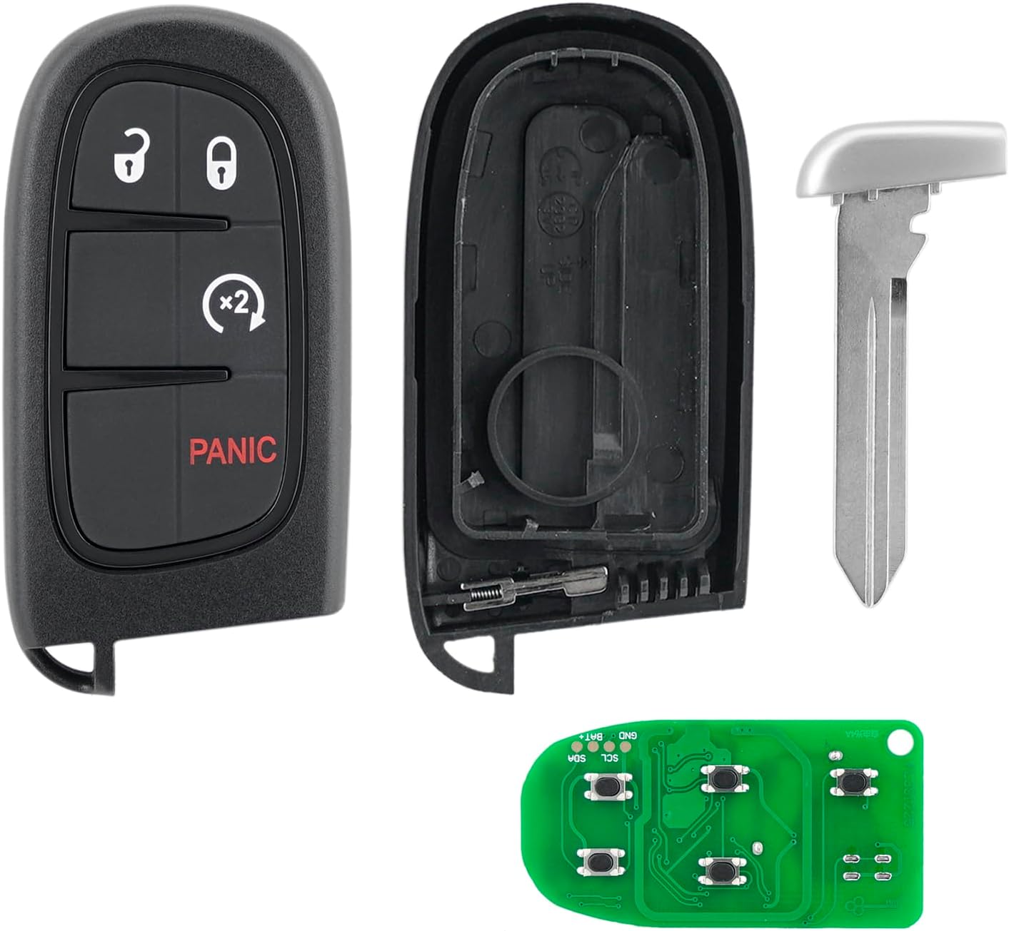 Key Fob Replacement Compatible for 2013 2014 2015 2016 2017 2018 Dodge RAM 1500 2500 Smart Keyless Entry Remote Fob GQ4-54T (Pack of 2)
