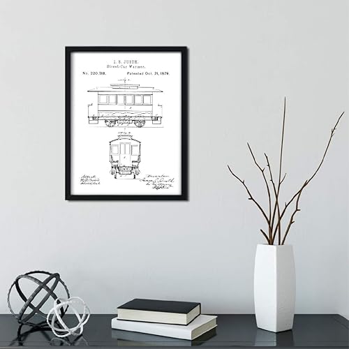 Miniatura 2 de Andaz Press Póster de decoración de pared con estampado de patente negra moderna sin marco, 8.5 x 11 pulgadas, aviones, trenes, automóviles,