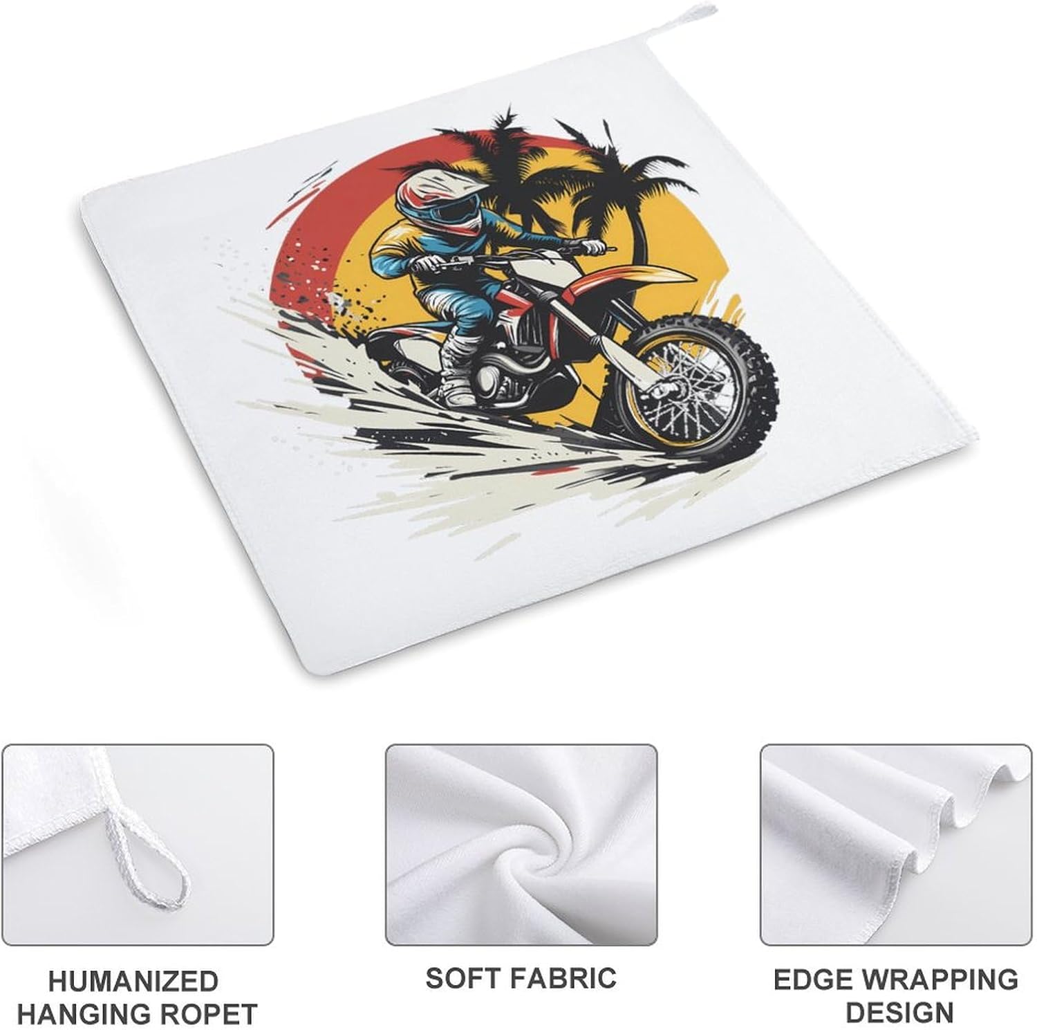 Dirt Bike Rider Motocross Towel Hand Towels Decorative Towel for Bathroom Kitchen Shower Gym 4PCS