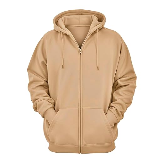 Moletom com Zíper Liso Sem Estampa Blusa de Frio Com Capuz Casaco Fechado Flanelado em Algodão Aberto Unissex Feminino Masculino Blusão