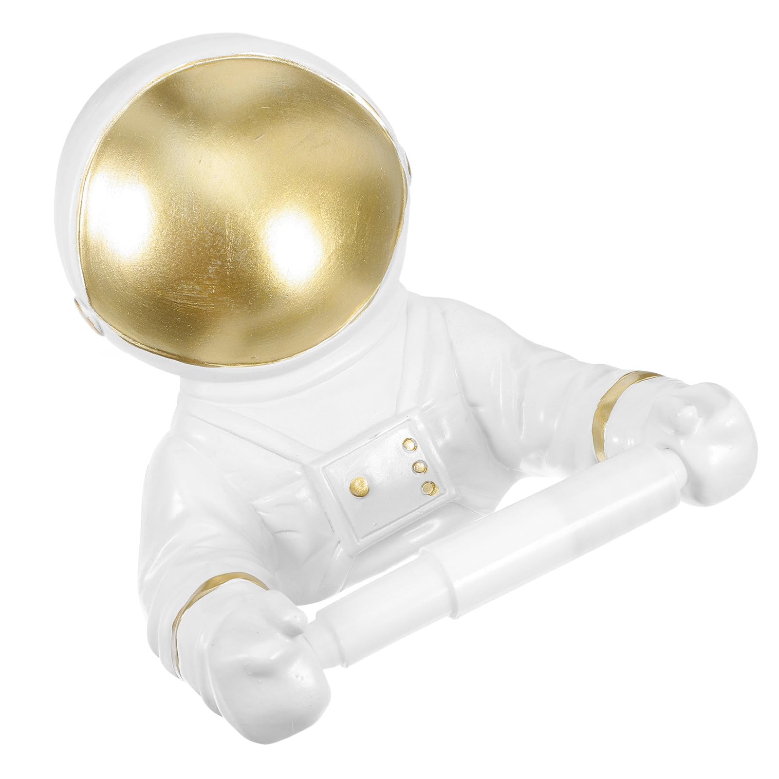 Portarrollos y Centros Comerciales para Hoteles sin Necesidad de Taladro Forma de Astronauta de Papel Higiénico de Pared en Resina Dorada Estilo Ligero y Portátil