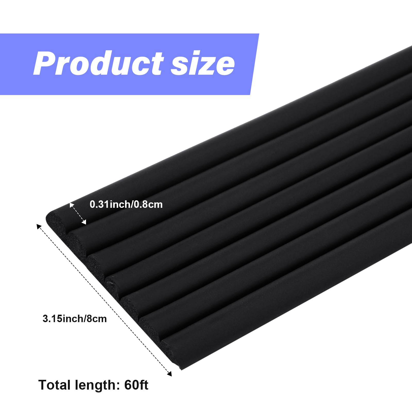 Tradder 59 ft Extra-Wide Baby Proofing Table Edge Protector Crib Rail Bumper Child Safety Bunk Bed Ladder Cover Furniture Fireplace Desk Corner Guard with Adhesive Pre-Taped Foam Padding (Black)