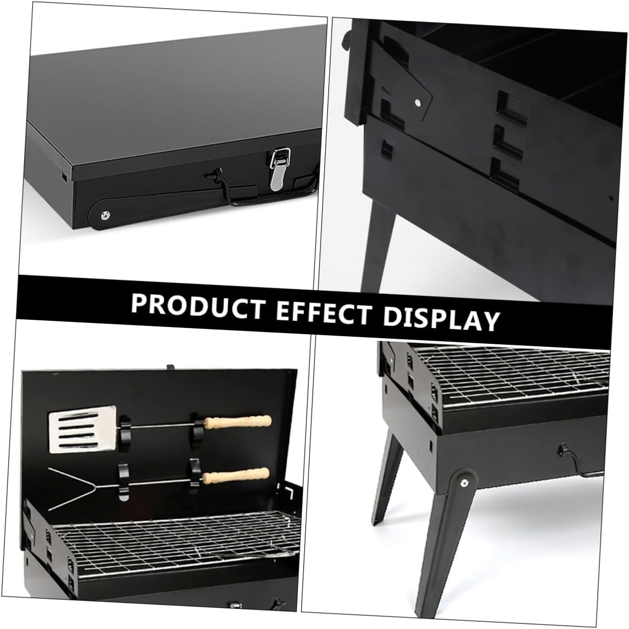 GARVALON Portable Folding Barbecue Grill Stove with Accessories, 44x27x47cm Steel Outdoor Camping Bbq Grill for Picnic, Travel, and Backyard Barbecue