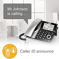 Vista 3 de AT&T CL84207 DECT 6.0 Teléfono con cable de 2 teléfonos para el hogar con largo alcance, contestador, bloqueo de llamadas, locutor de identificación