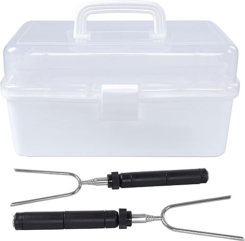 Miniatura 7 de Neature Backyard Smores Kit - Blanco 13 x 7.9 x 5.9 pulgadas de plástico para postres, accesorios para hogueras con pinchos telescópicos