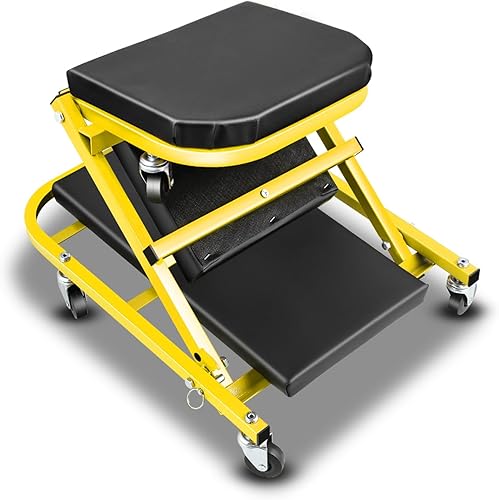 Miniatura 7 de Auto Dynasty Asiento Z-Creeper de 36 pulgadas, asiento plegable de garaje 2 en 1, capacidad de 330 libras, asiento de reparación mecánica automotriz