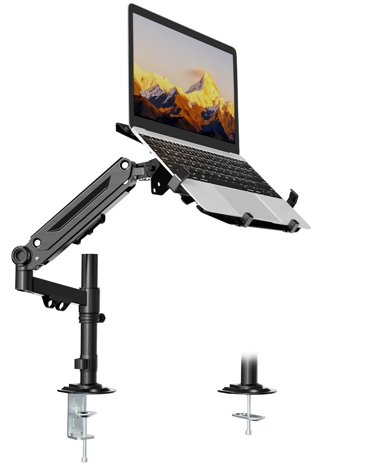 PUTORSEN Laptop Arm Halterung Tisch für Notebooks bis 18 Zoll und Computermonitore bis 40 Zoll, 2-in-1 Monitorstangenhalterung mit verstellbarem Laptop-Tray, Tragfähigkeit bis 12KG