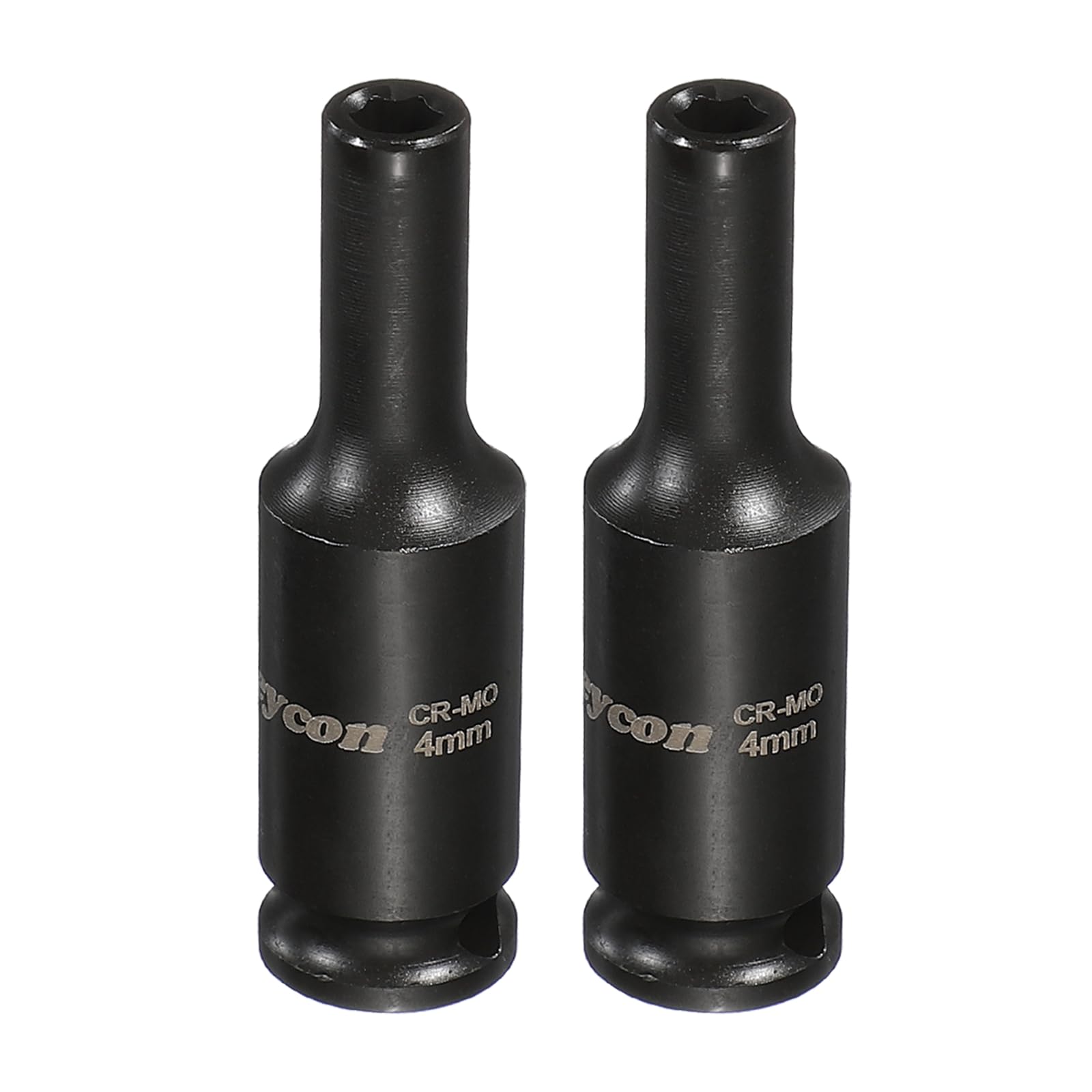 sourcing map 2Pcs 6 Point Deep Impact Socket 1/4 Inch Drive 4mm Metric Standard Socket Cr-Mo Steel Spindle Axle Hex Nut Bolt Sockets for Auto Machine Repair