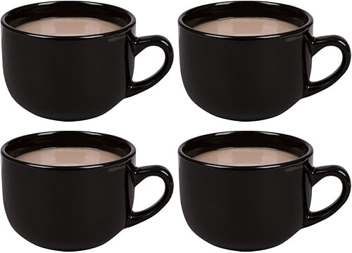 Jumbo tazas de 22oz cerámica grande para capuchino, café, Café Latte, cereales, Ice cream, etc., 4unidades), color negro