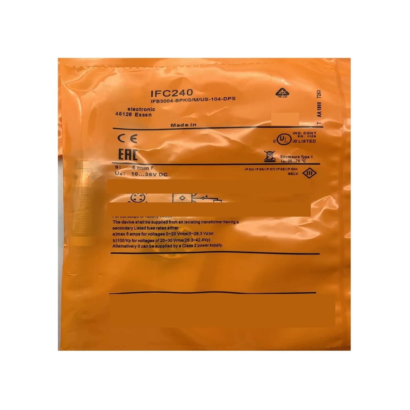 Capteur IFC239 résistant aux vibrations pour stopper les pannes