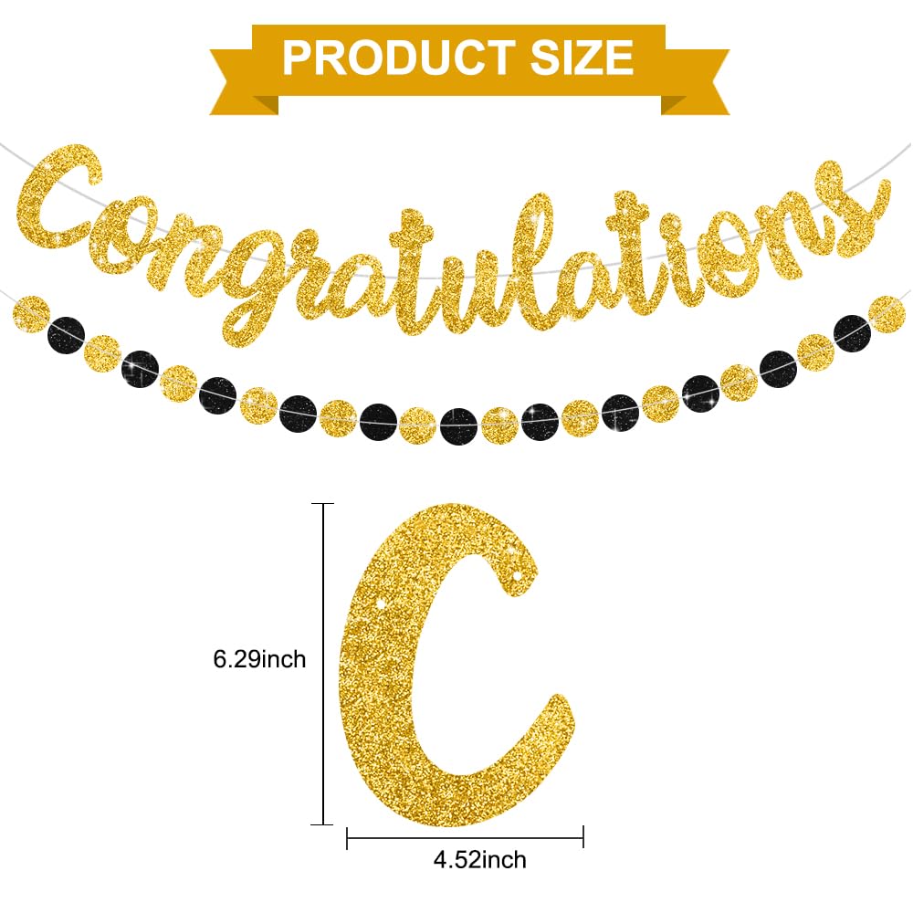 BEISHIDA Gold Congratulations Banner(NO-DIY),2024 Graduation Banners, Grad Congrats Class of 2024 Party Supplies,Garland for Congratulation Graduation,Wedding,Retirement Party Decor 1