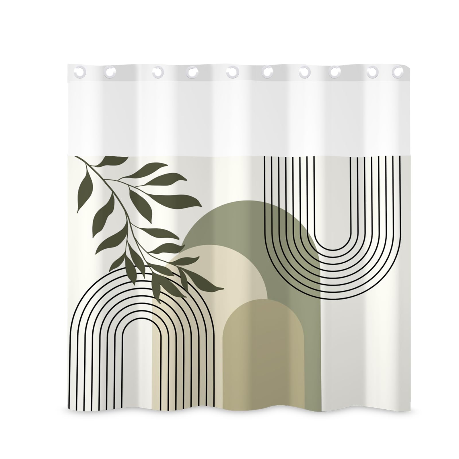 Rideau de douche design feuilles abstrait et rayures contemporaines