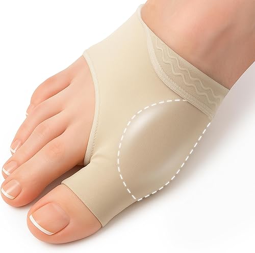 Corrector de juanetes y manga para alivio de juanetes Paquete de 2 almohadillas de gel Hallux Valgus Cover Calcetines de dedo con cojines para