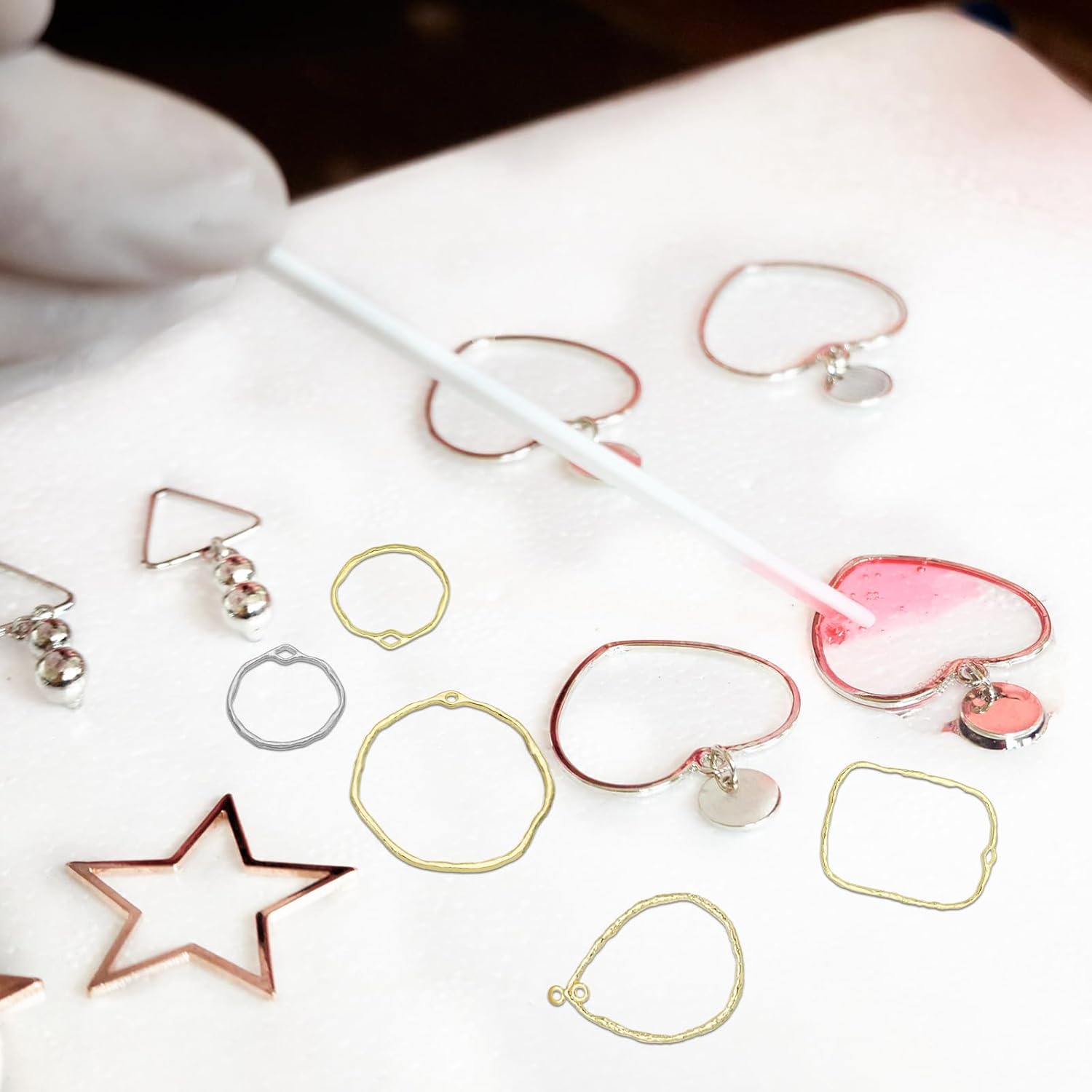 PATIKIL Open Bezels for Resin, 30 Pcs Alloy Small Hollow Rectangular Open Back Frame Pendants DIY for Necklace, Bracelet, Earring Making and Crafting - Image 5