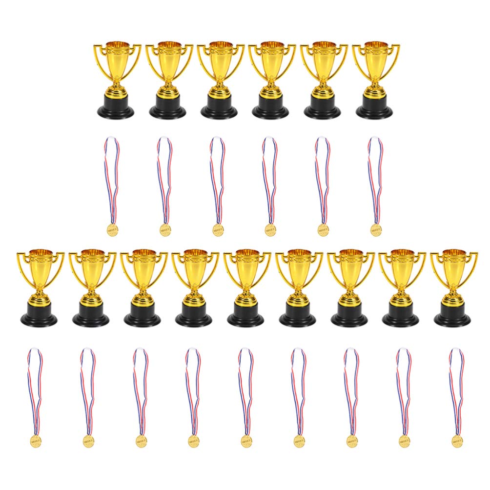 TOYANDONA Kids Trophy Mini Gold Cup Trophy Awards Rewards Winner Prize Sports Match Competitive Champion Trophies for Kids Party Favors 15 Sets