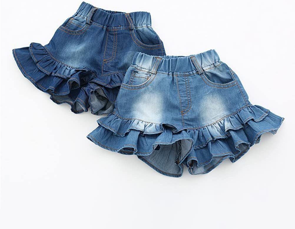 Toddler Baby Girls Denim Shorts Two Layers Ruffles Hem Kids Baby Summer Workout Skirt Shorts - Image 5