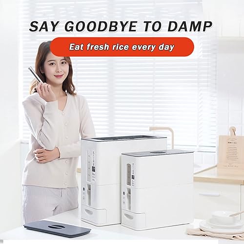 Miniatura 4 de DUTUI Metered Rice Bucket Moisture-Proof and Sealed, Automatic Rice Filling, Rice Tank Storage Rice Storage Box Household,Red