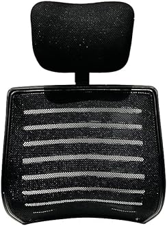 Comfortable Office Visitor Revolving Boom Chair Spare Parts Accessories Net Back with Nut Bolts and Key Fit to Every Chair (Boom Back with Headrest, Black)