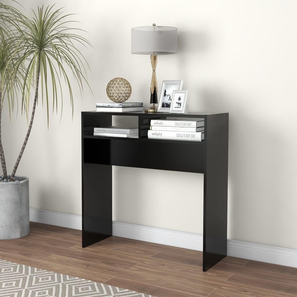 Mesa consola negra de madera para decorar el salón y organizar el pasillo de casa