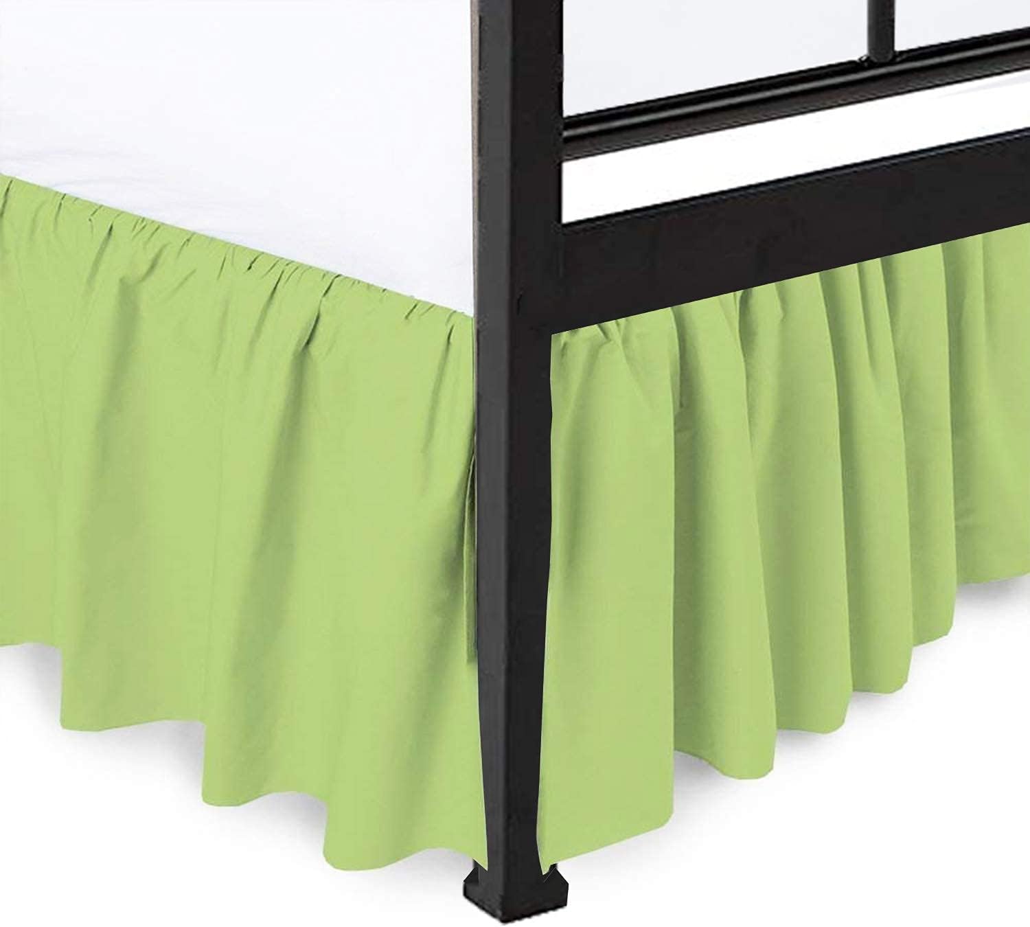 Dust Ruffle with Split Corner Bed Skirt 100% Cotton 800 Thread Count 15" Drop Lenth Ruffle Bed Skirt, Easy Fit, Three Side Coverage, Bed Skirt Queen Size Sage