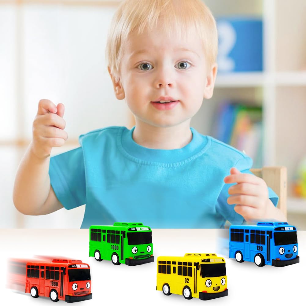 MaSif Autobús Juguete 5 PCS, Modelo de Autobús con Rueda para Niños de 3 Años en Adelante - Multicolor