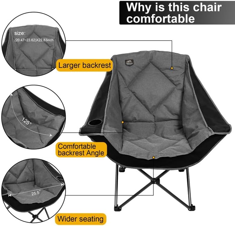 Miniatura 5 de LANMOUNTAIN Sillas plegables de campamento, silla portátil resistente al aire libre para adultos, portavasos, bolsa de transporte, silla de césped,