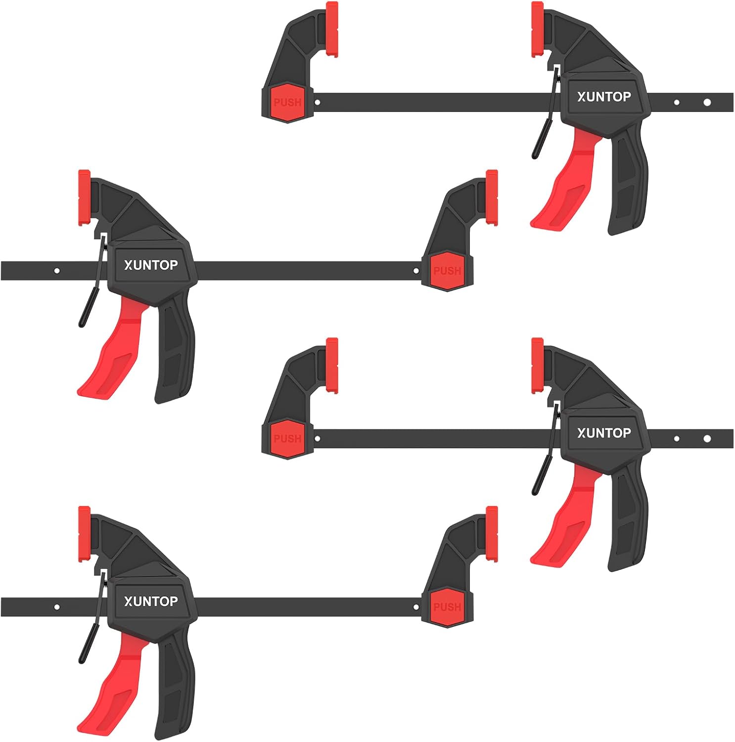 XUNTOP 4 * 6 Inch Bar Clamps for Woodworking Trigger Clamps with 600N/60KG Clamping Force Spreader/Quick Clamps Set with Quick Change Button for Wood Gluing