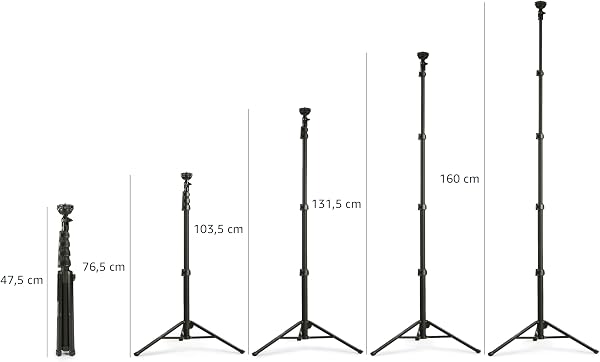 Amazon Basics Trípode y Paloselfi Extensible para Teléfono de 162cm/64in, con Mando a Distancia Inalámbrico, Negro - 2