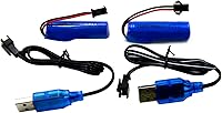 Vista 8 de Blomiky Paquete de 2 baterías recargables de iones de litio de 3.7 V 500 mAh, enchufe SM 2P con cable USB para auto de acrobacias RC de doble cara