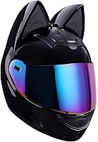 Vista 1 de Casco de motocicleta eléctrico personalizado con orejas de gato, casco completo de motocicleta con orejas de gato, casco completo para carreras