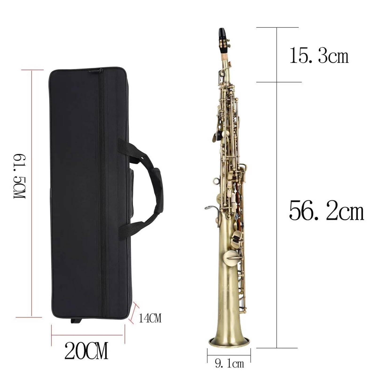 Saksofony Zestaw Saksofonów Sopranowych Bb Vintage Bronze Copper B Flat Z Futerałem Na Instrumenty Dęte Drewniane(3/4)