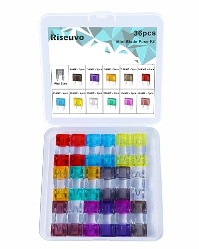 Miniatura 16 de Riseuvo - Juego de 220 fusibles de cuchilla para automóvil, fusibles de automoción, estándar y mini (2A/3A/5A/7.5A/10A/15A/20A/25A/30A/35A)