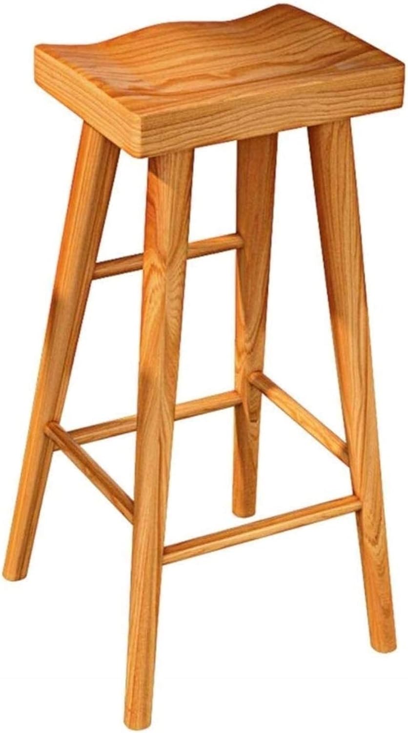 PILYON Stools,Bar Stool Retro Dining Chairs Wooden Barstools Chair with Footrest Eco-Friendly Pine Wood Tall Stool Ergonomic Square Seat,45Cm (Size : 45Cm)