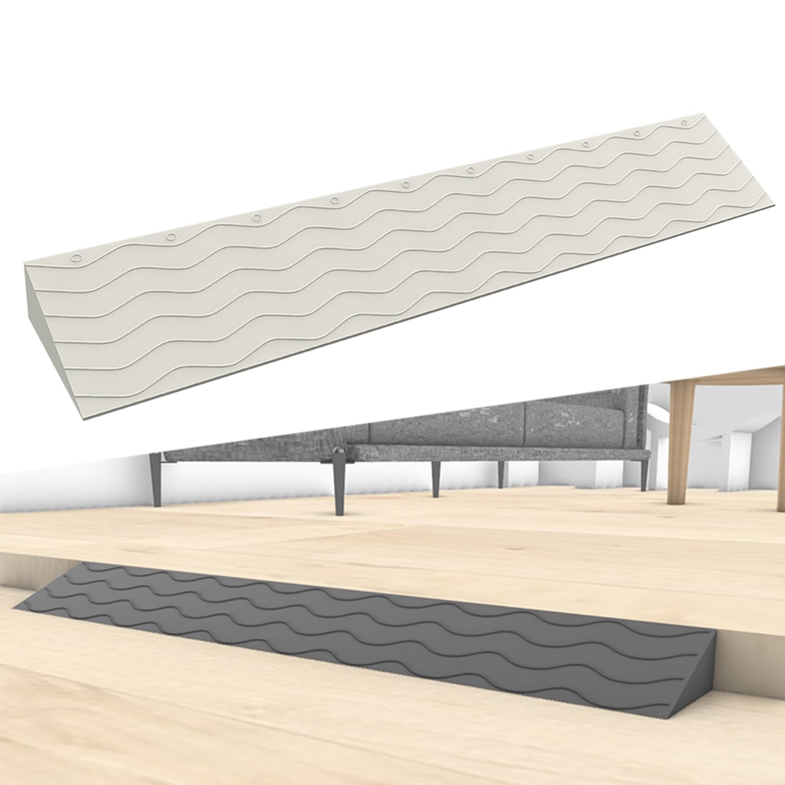 Yllsmgs Beige Threshold Ramps For Doorways Portable Wheelchair Ramp Transition Slope Pad Curb Ramp Anti-Slip For Indoor Outdoor(,99 * 8 * 2Cm)