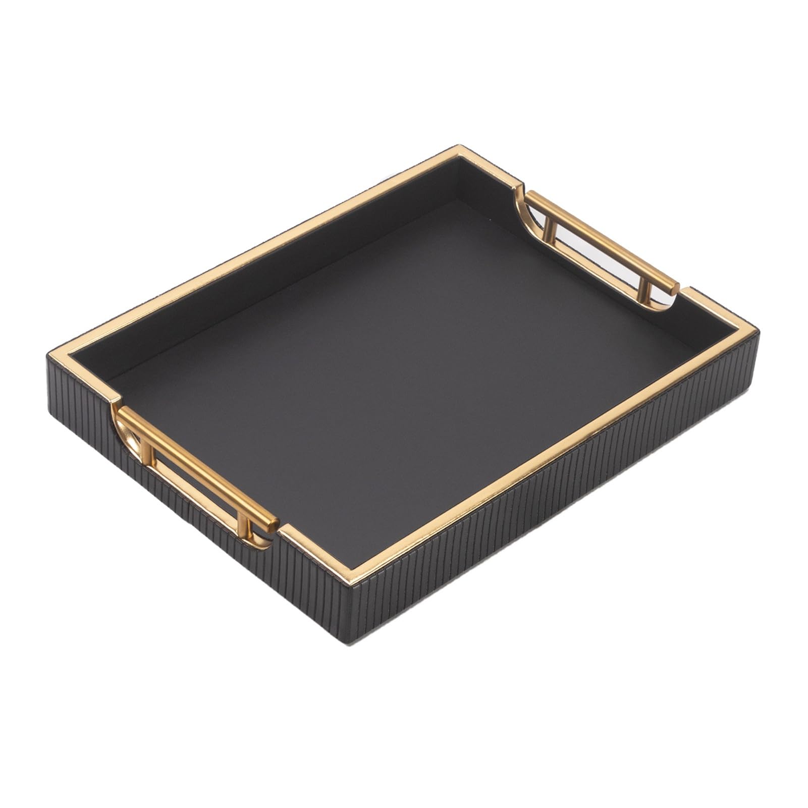 Rectangular MDF Tray,Restaurant Storage,With Metal Handle,Suitable for Placing Cups and Food(Black)