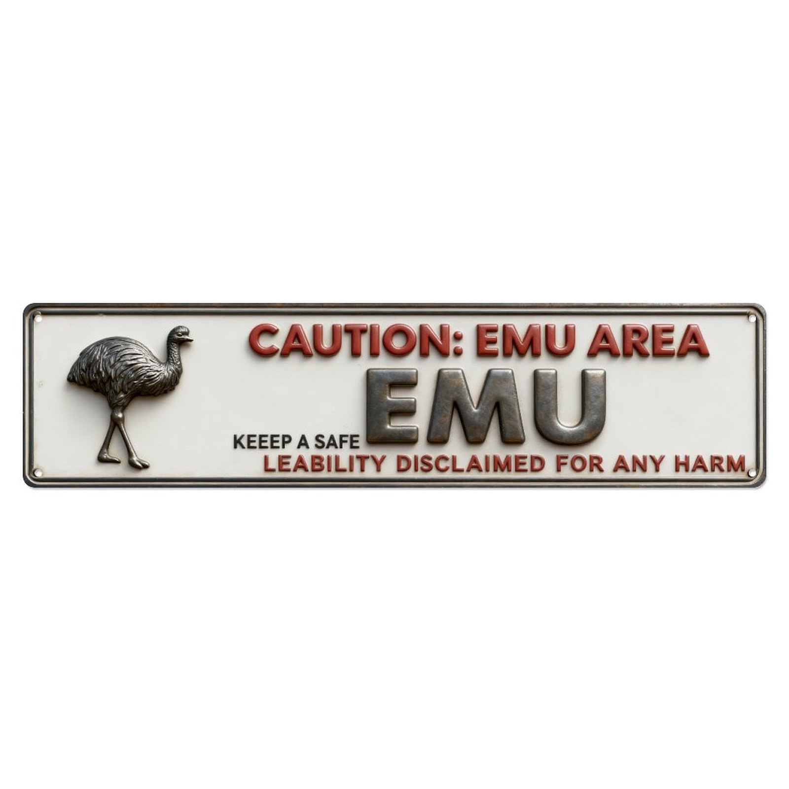 Iageret Vintage Beware Of The Emu Sign Metal Tin Sign Retro Wall Decor, Bar Garage Cafe Kitchen Home Wall Art Poster Decoration 4X16inches