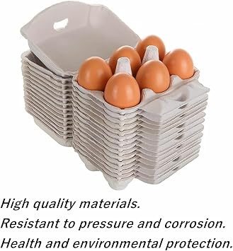 30 Pack Blank Natural Pulp Egg Cartons, Reusable 6 Count Eggs Holder Container for Chicken Eggs Bulk Vintage Half Dozen Empty Egg Cardboard Paper Cartons