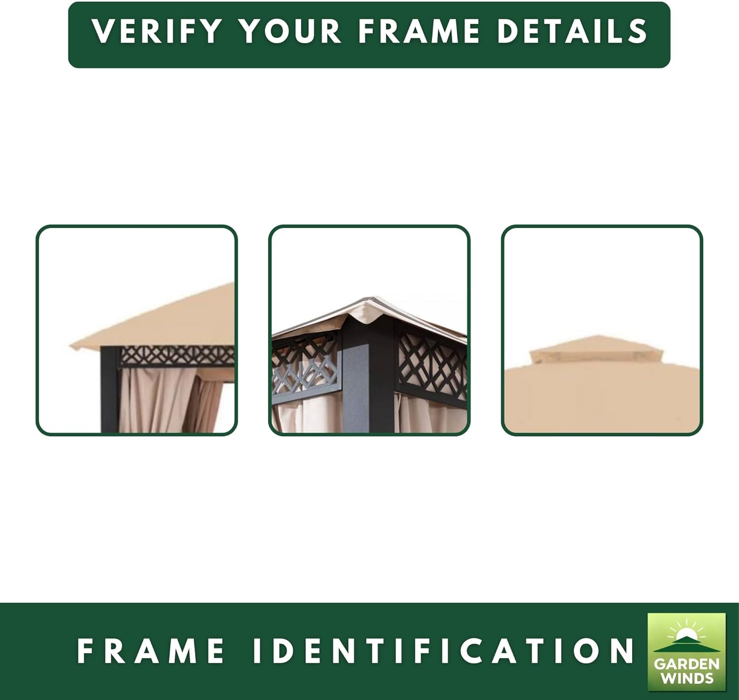 Garden Winds Reinforced RipLock 350 Replacement Canopy Top Cover Compatible with Fabric Top 10' x 12' Gazebo Models A101014701, A111017500 - Beige