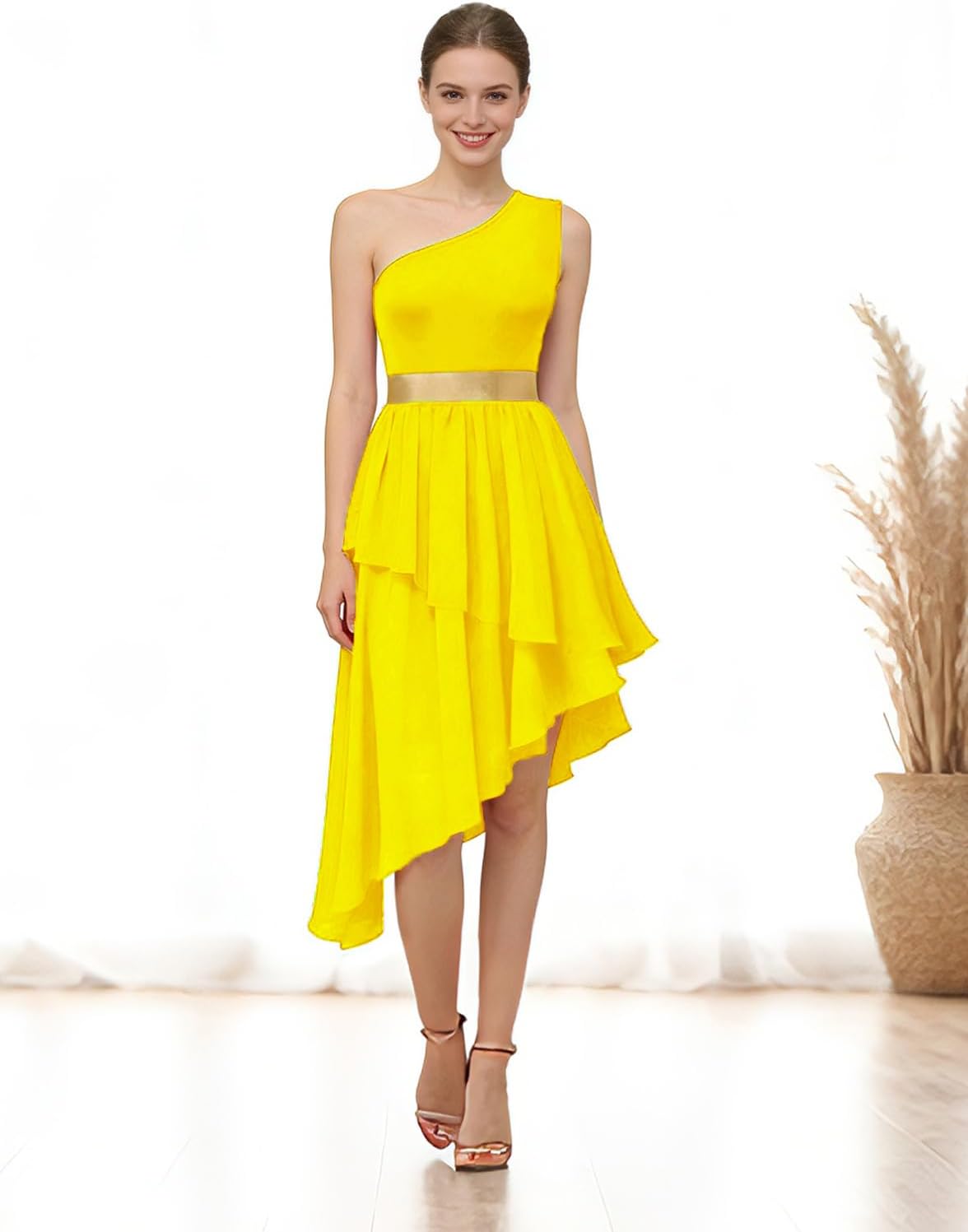 Women's Praise Dance Overlays and Tunics One Shoulder Sleeveless Asymmetric Hem Worship Lyrical Dance Dress