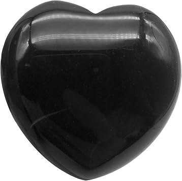 Fekuar Black Obsidian Heart Pocket Palm Stone, Healing Crystal Romantic Love Energy Worry Stones Chakra Balancing Reiki Meditation 1.5" 40mm