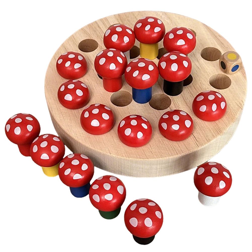 Montessori 2-in-1 Holzspielzeug Pilz- und Karotten-Zuordnungsspiel | Farb-Memory-Brettspiel, Konzentrationstraining Sensorisches Spielzeug, Eltern-Kind Interaktives Pädagogisches Tischpuzzle